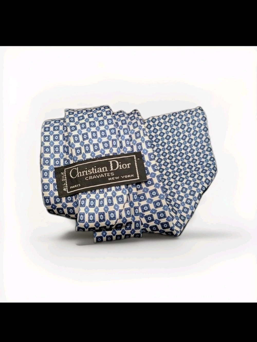 Christian Dior CRAVATES PARIS - NEW YORK ALL-SILK Geometric Pattern Tie